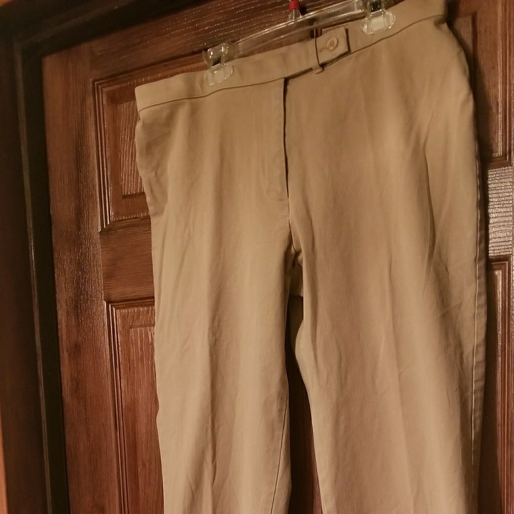 Westbound Petites Tan Women's Flat Front Pants 14P 94% Cotton. EUC